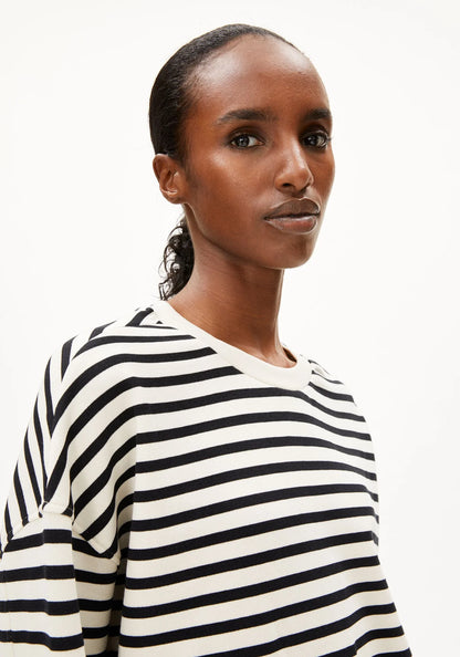 Sweatshirt rayé en coton bio - Undyed Black (FRANKAA MAARLEN STRIPE SWEAT)