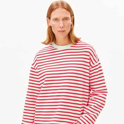 Sweatshirt rayé en coton bio - Undyed Mars Red (FRANKAA MAARLEN STRIPE SWEAT)