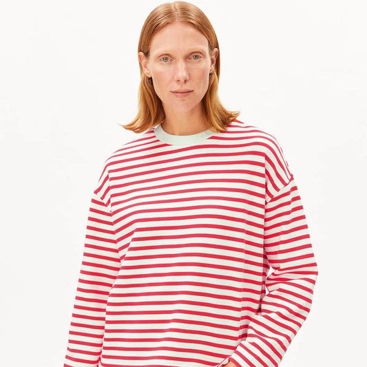 Sweatshirt rayé en coton bio - Undyed Mars Red (FRANKAA MAARLEN STRIPE SWEAT)