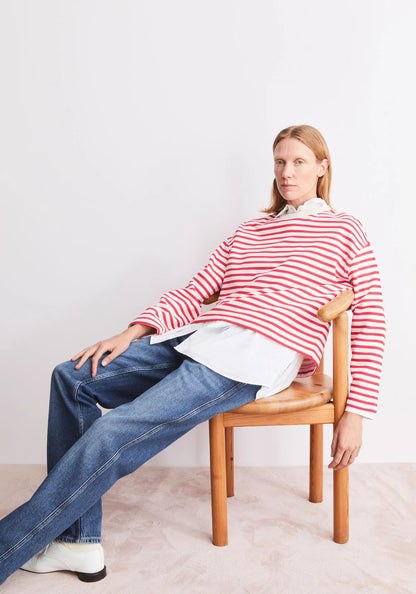 Sweatshirt rayé en coton bio - Undyed Mars Red (FRANKAA MAARLEN STRIPE SWEAT)