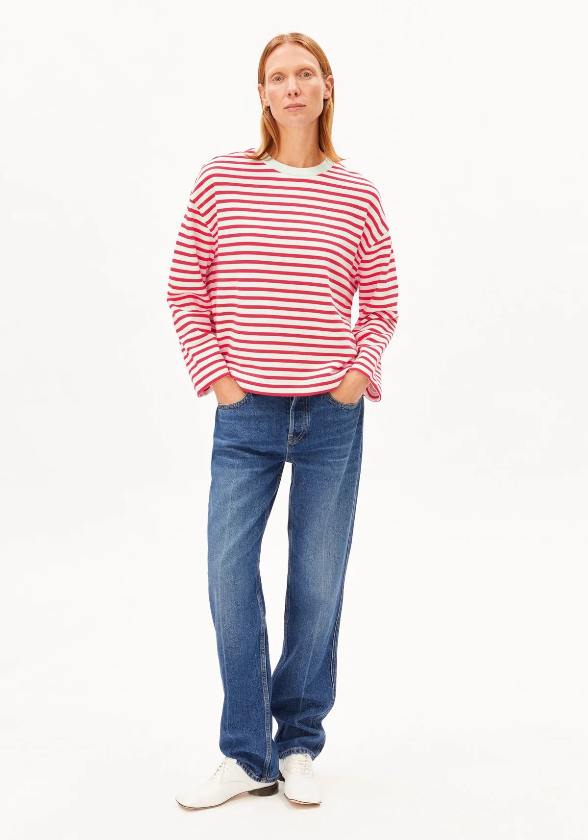 Sweatshirt rayé en coton bio - Undyed Mars Red (FRANKAA MAARLEN STRIPE SWEAT)