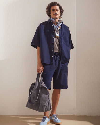 Short en coton bio & lin - Tinted Navy (COTTON LINO SHORT)