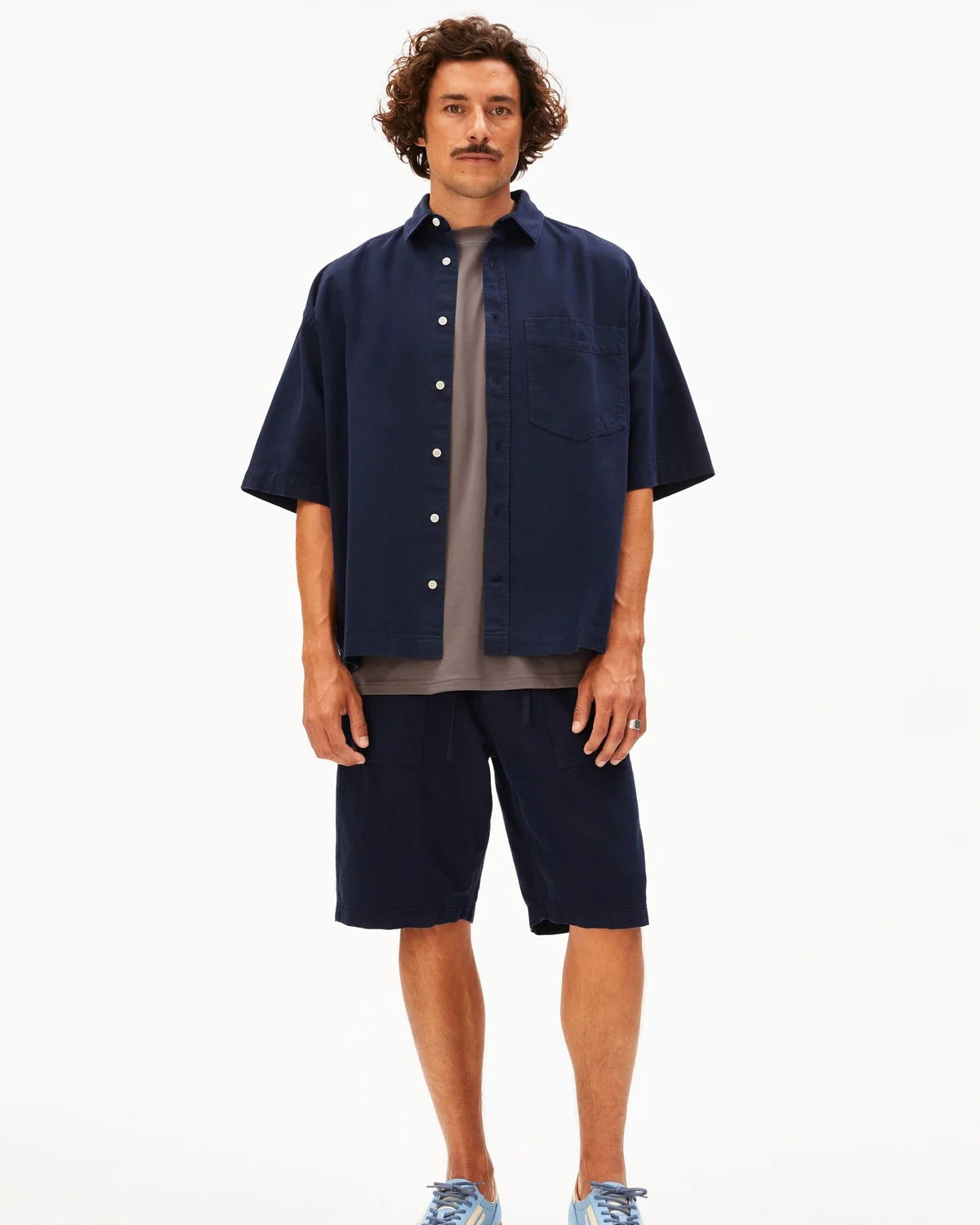 Short en coton bio & lin - Tinted Navy (COTTON LINO SHORT)