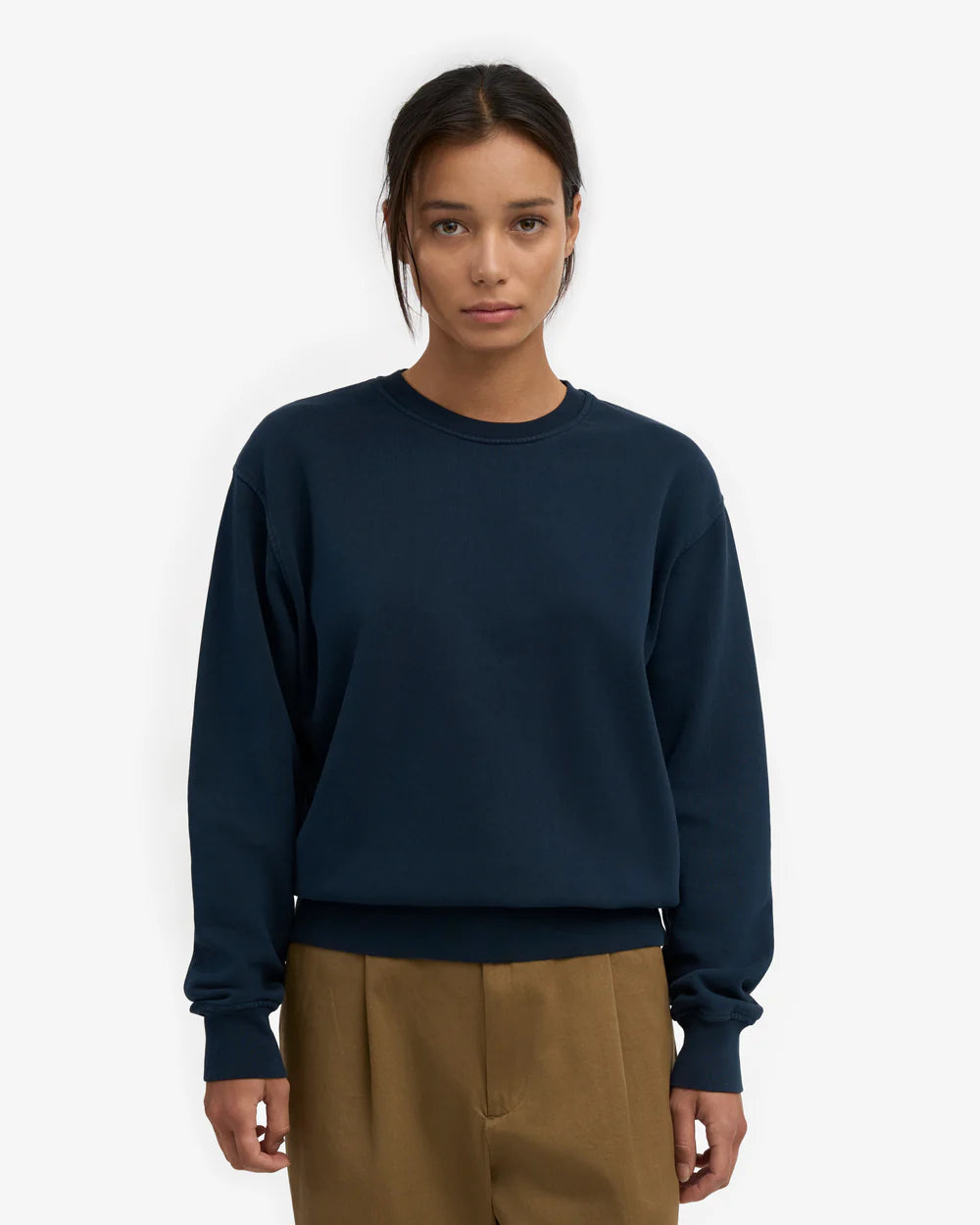 Sweatshirt col rond classique en coton bio - Navy Blue (Women Classic Organic Crew)