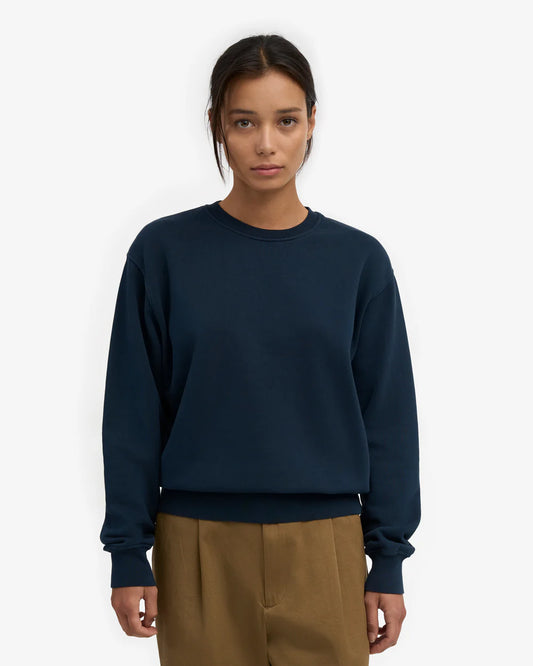 Sweatshirt col rond classique en coton bio - Navy Blue (Women Classic Organic Crew)