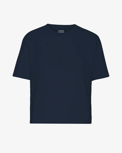 T-shirt court boxy en coton bio - Navy Blue (Organic Boxy Crop Tee)