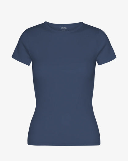 T-shirt côtelé en coton bio - Petrol Blue (Organic Rib T-Shirt)
