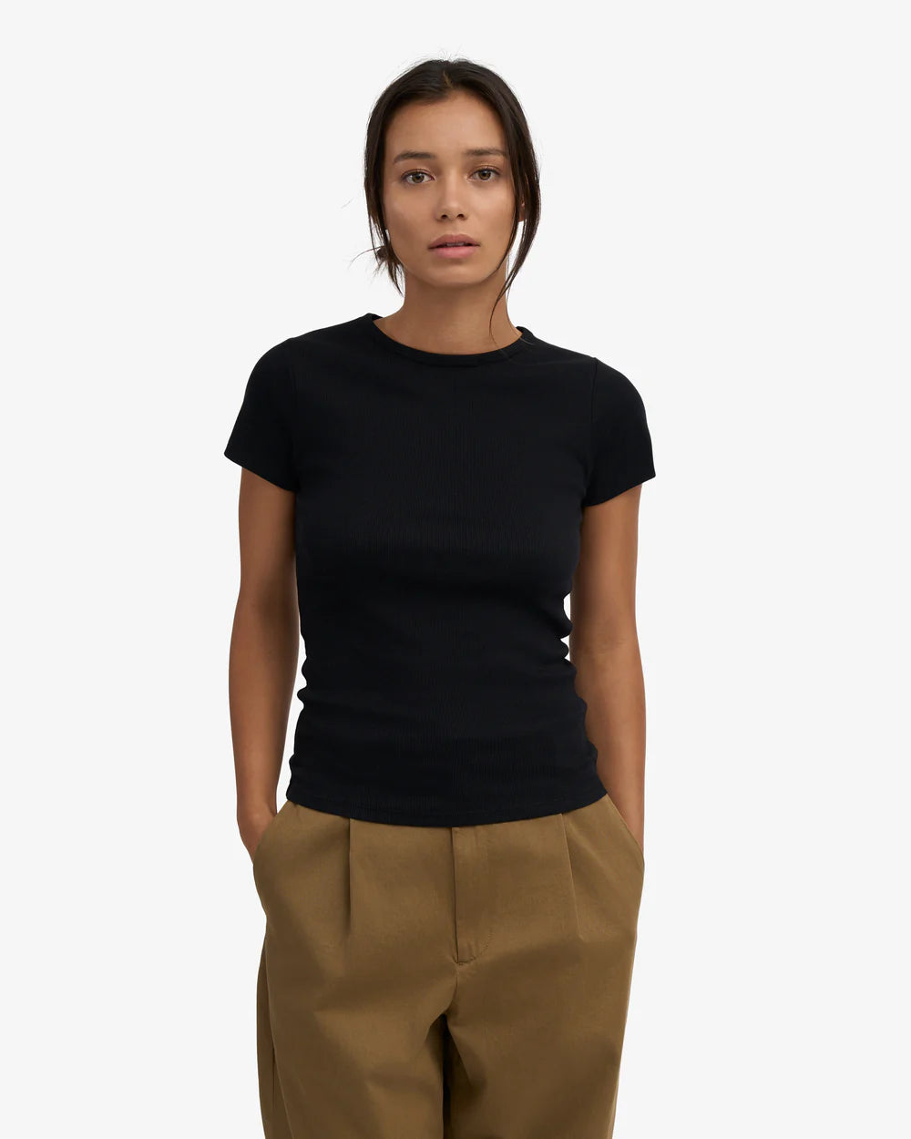 T-shirt côtelé en coton bio - Deep Black (Organic Rib T-Shirt)