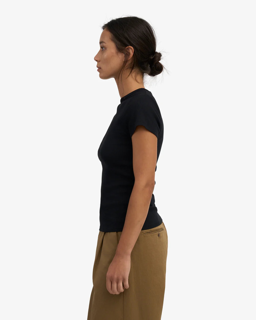 T-shirt côtelé en coton bio - Deep Black (Organic Rib T-Shirt)
