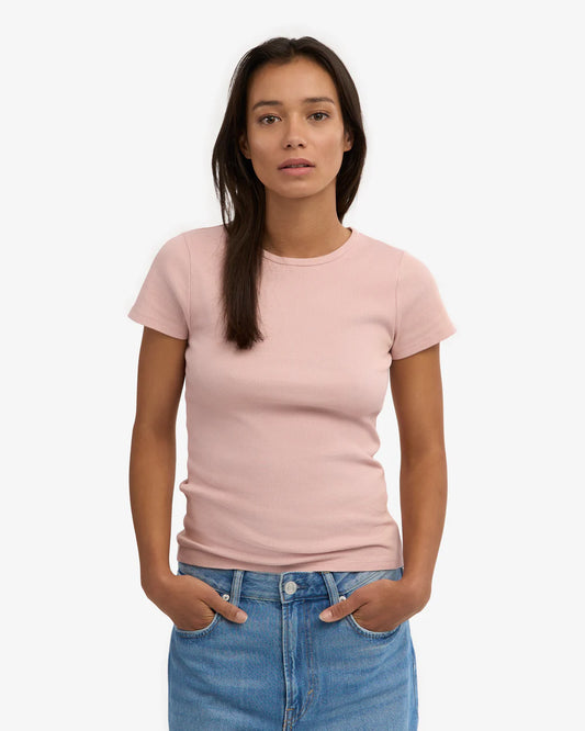 T-shirt côtelé en coton bio - Faded Pink (Organic Rib T-Shirt)