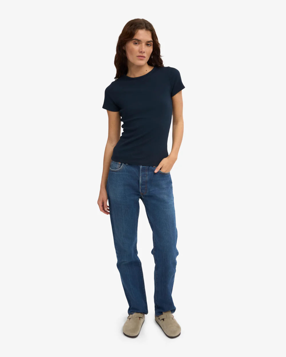 T-shirt côtelé en coton bio - Navy Blue (Organic Rib T-Shirt)
