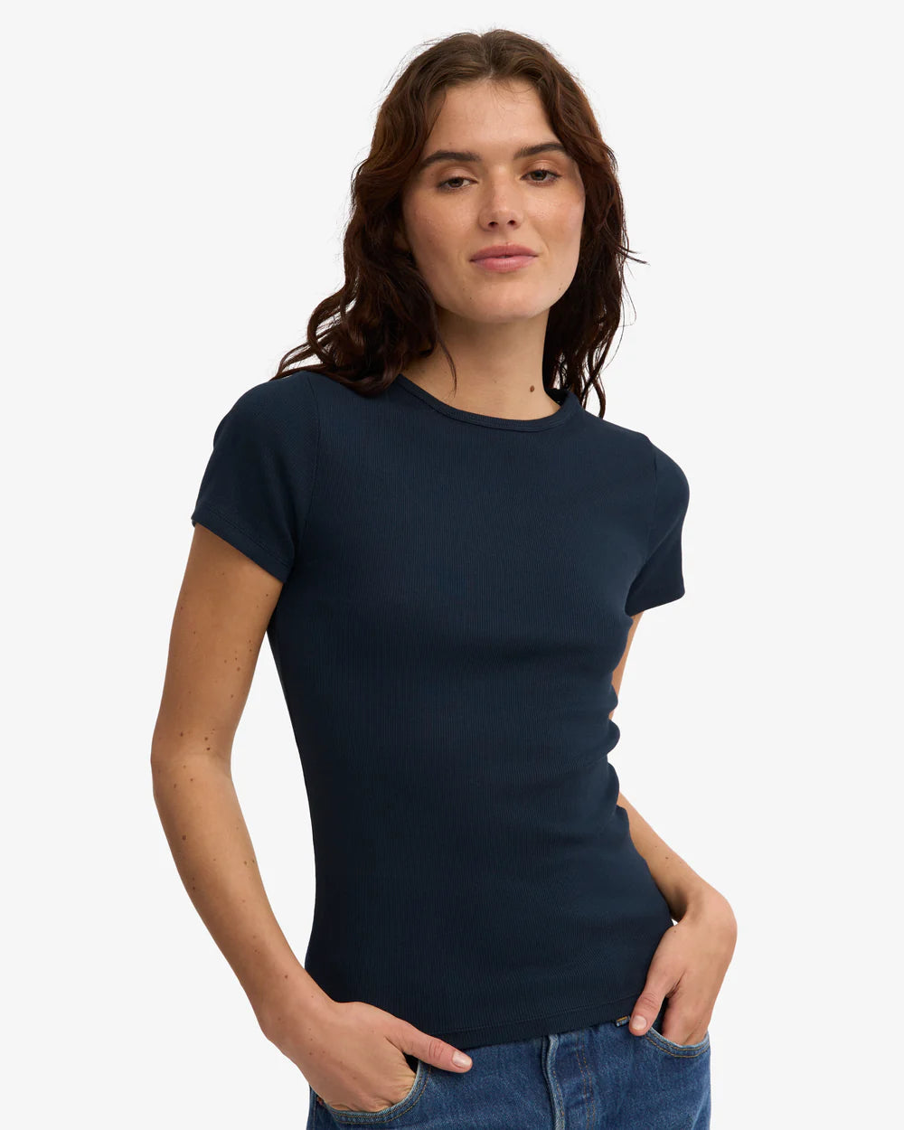 T-shirt côtelé en coton bio - Navy Blue (Organic Rib T-Shirt)