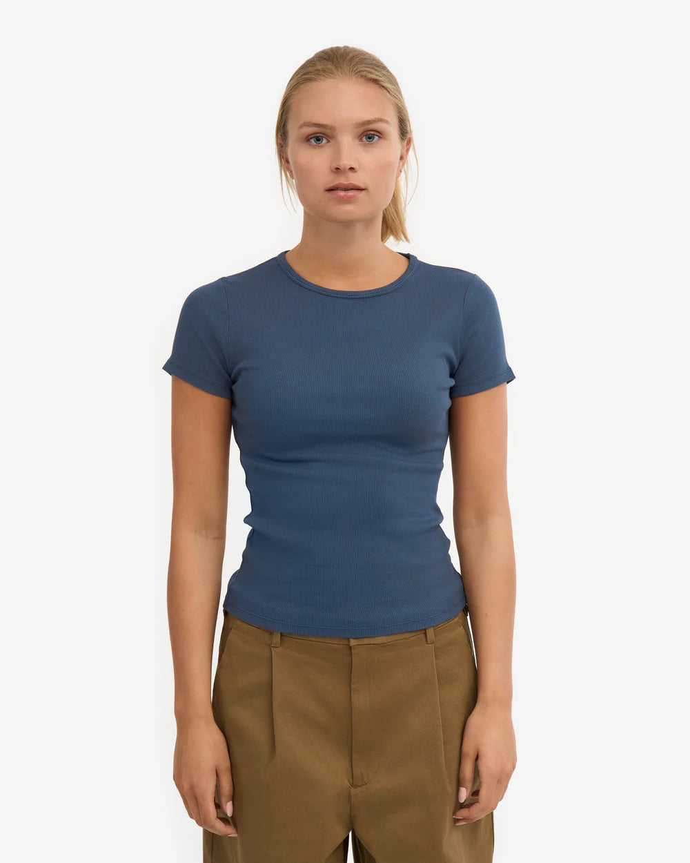 T-shirt côtelé en coton bio - Petrol Blue (Organic Rib T-Shirt)