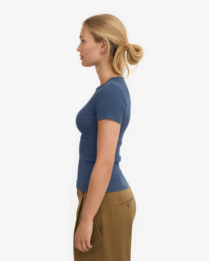 T-shirt côtelé en coton bio - Petrol Blue (Organic Rib T-Shirt)