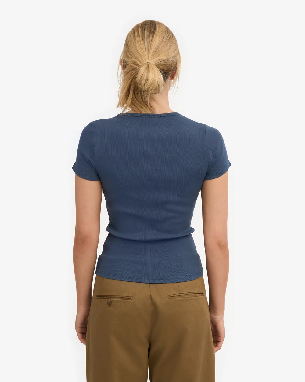 T-shirt côtelé en coton bio - Petrol Blue (Organic Rib T-Shirt)