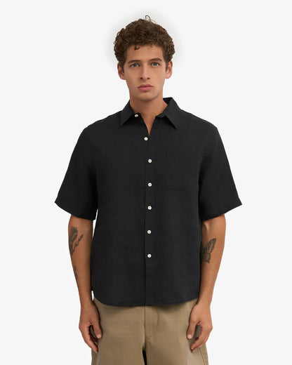 Chemise en lin manches courtes - Deep Black (Linen SS Shirt)