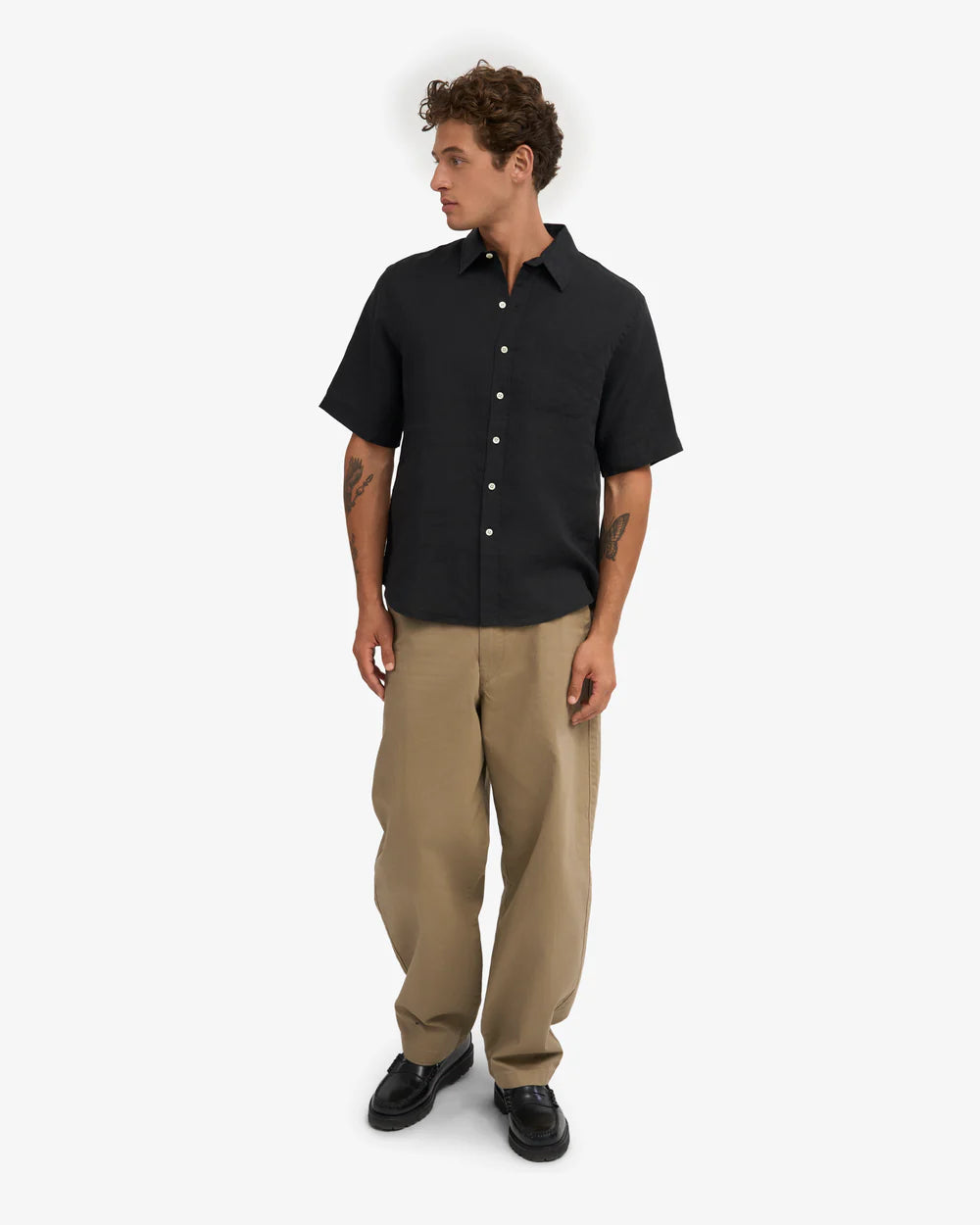 Chemise en lin manches courtes - Deep Black (Linen SS Shirt)