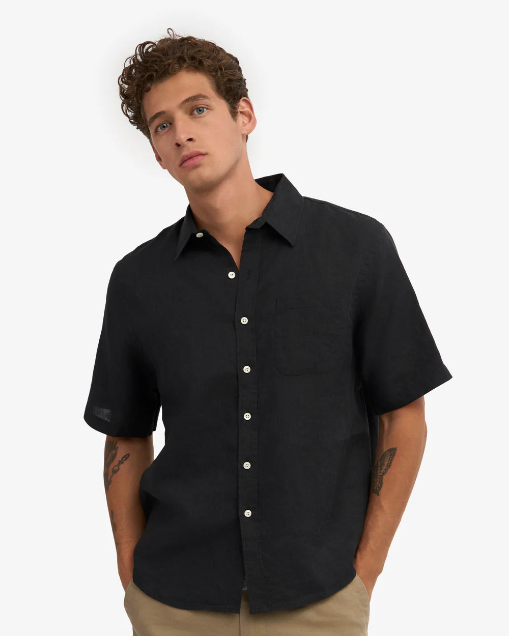 Chemise en lin manches courtes - Deep Black (Linen SS Shirt)