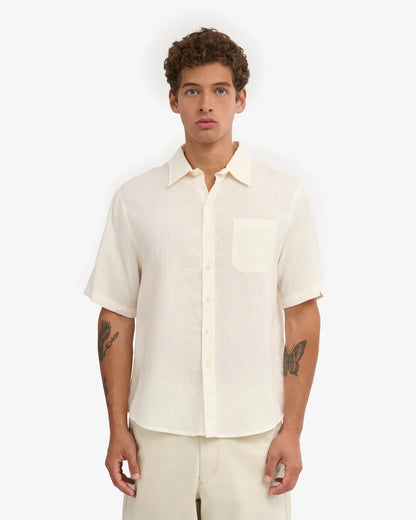 Chemise en lin manches courtes - Ivory White (Linen SS Shirt)