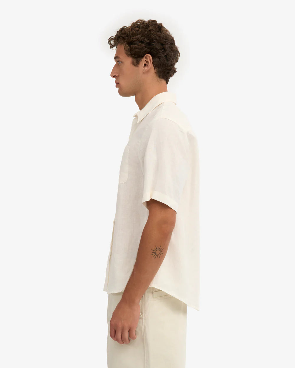Chemise en lin manches courtes - Ivory White (Linen SS Shirt)