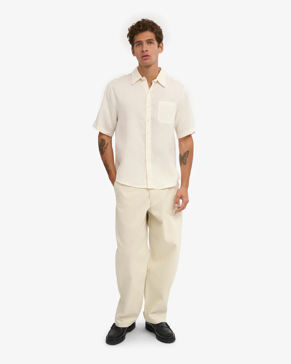 Chemise en lin manches courtes - Ivory White (Linen SS Shirt)