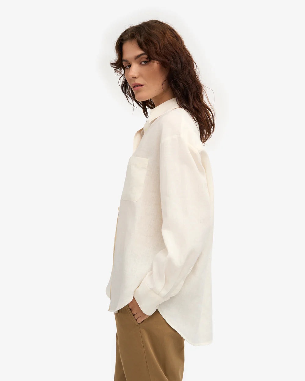 Chemise oversized en lin - Ivory White (Linen Oversized Shirt)