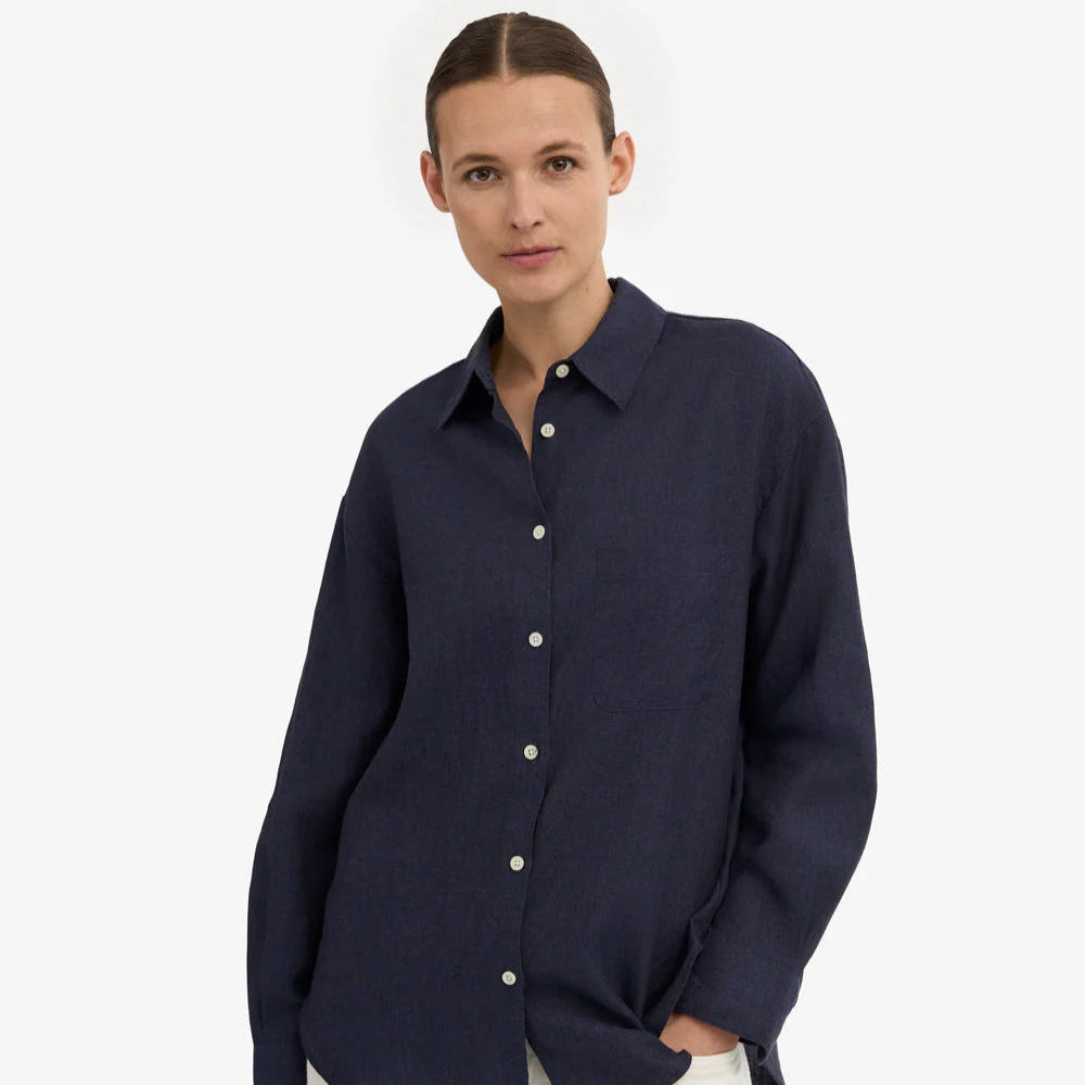 Chemise oversized en lin - Navy Blue (Linen Oversized Shirt)