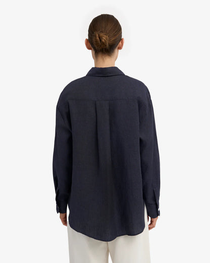 Chemise oversized en lin - Navy Blue (Linen Oversized Shirt)
