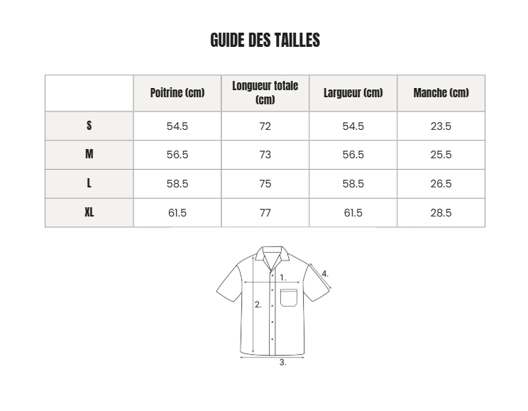 Voir le guide des tailles