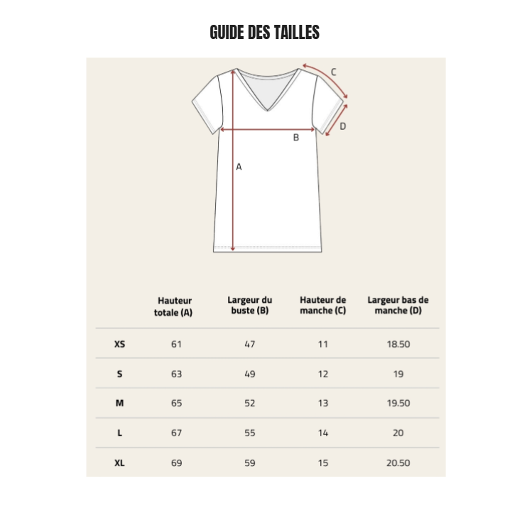 Voir le guide des tailles