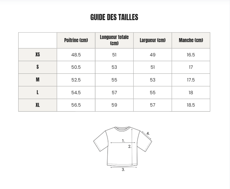 Voir le guide des tailles