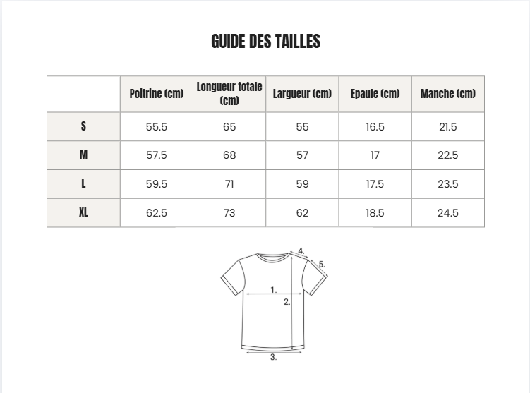 Voir le guide des tailles