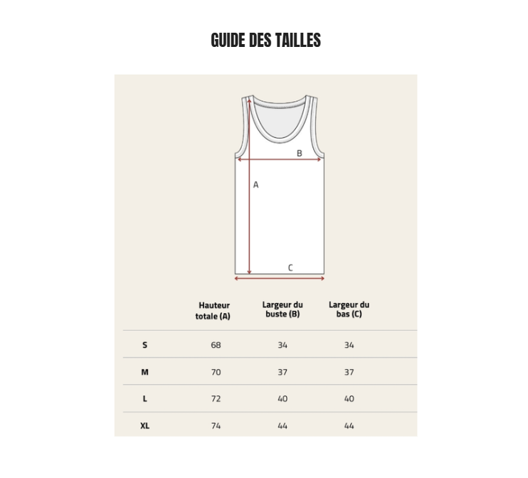 Voir le guide des tailles