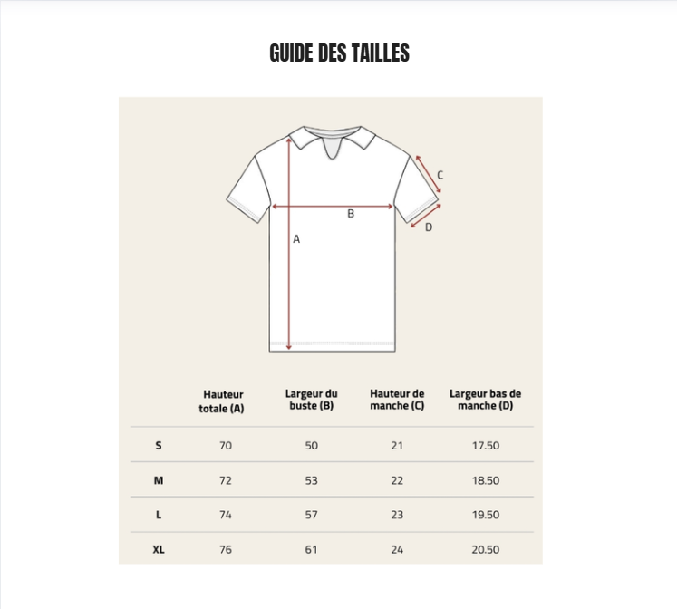 Voir le guide des tailles