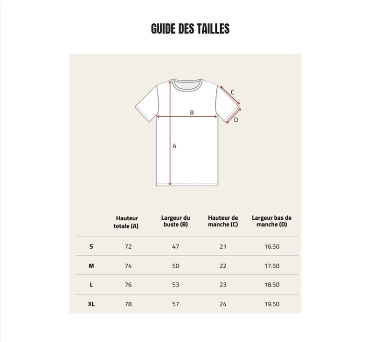 Voir le guide des tailles