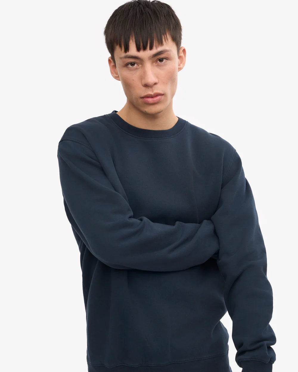 Sweatshirt col rond classique en coton bio - Navy Blue (Classic Organic Crew)