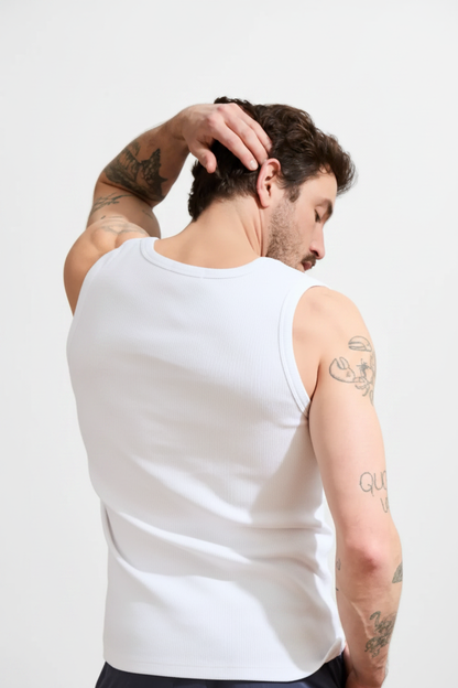 Débardeur Marcel côte 2x2 - Blanc — Photo 3