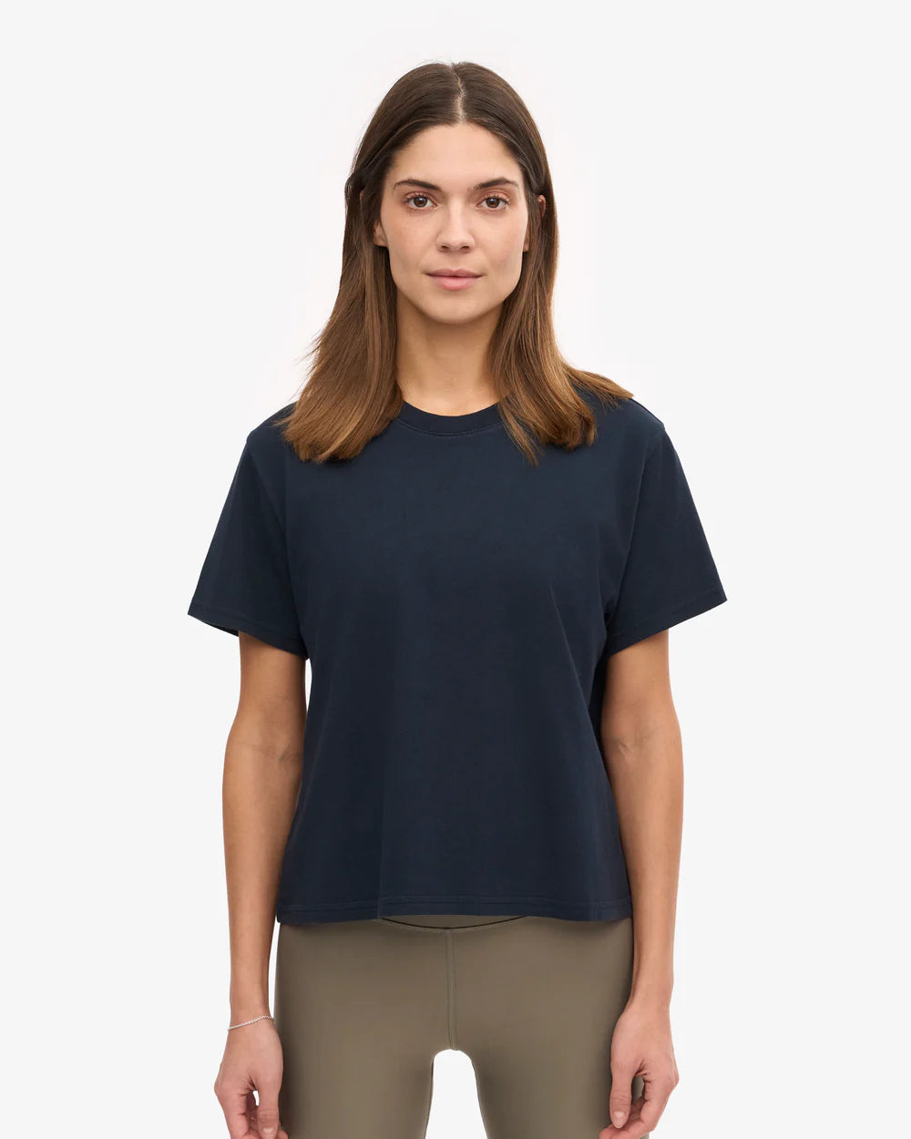 T-shirt court boxy en coton bio - Navy Blue (Organic Boxy Crop Tee)