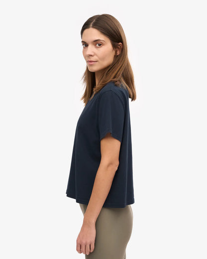 T-shirt court boxy en coton bio - Navy Blue (Organic Boxy Crop Tee)