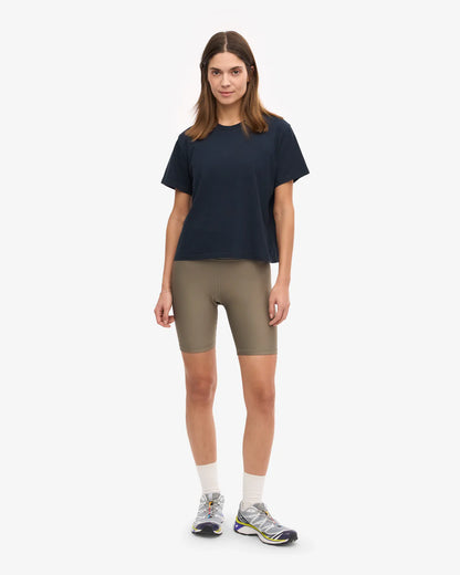 T-shirt court boxy en coton bio - Navy Blue (Organic Boxy Crop Tee)