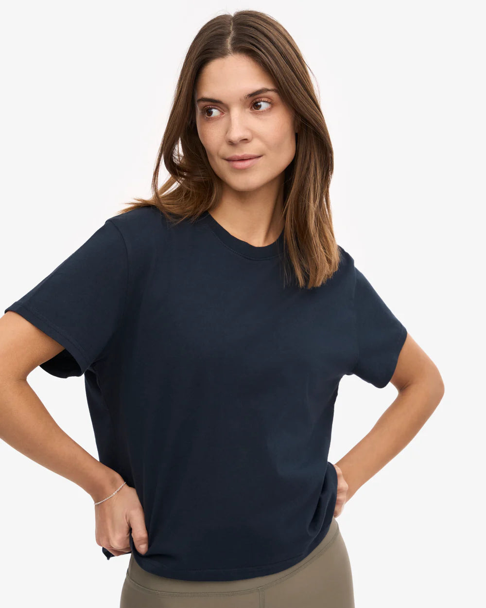 T-shirt court boxy en coton bio - Navy Blue (Organic Boxy Crop Tee)