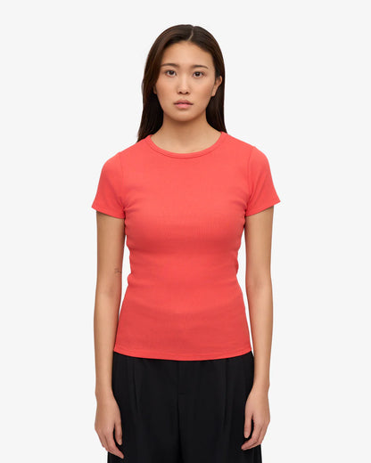 T-shirt côtelé en coton bio - Red Tangerine (Organic Rib T-Shirt)