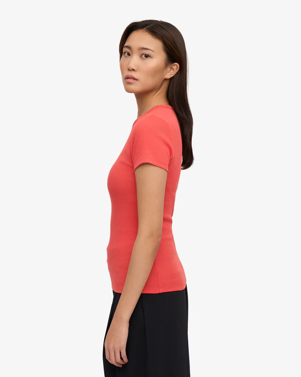 T-shirt côtelé en coton bio - Red Tangerine (Organic Rib T-Shirt)