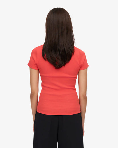 T-shirt côtelé en coton bio - Red Tangerine (Organic Rib T-Shirt)