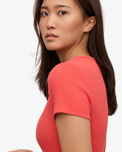 T-shirt côtelé en coton bio - Red Tangerine (Organic Rib T-Shirt)