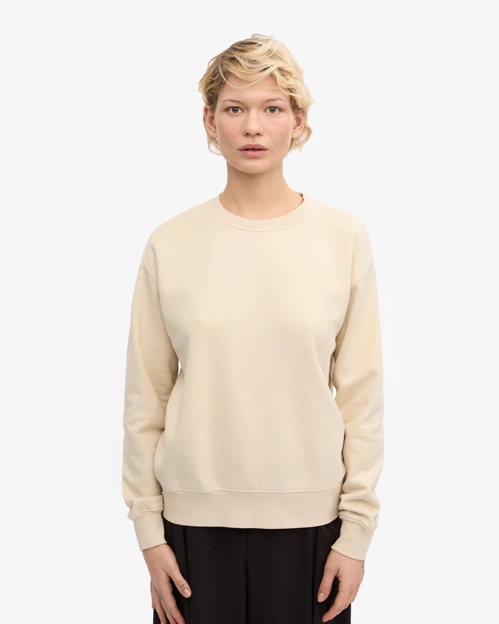 Sweatshirt col rond classique en coton bio - Ivory White (Women Classic Organic Crew)