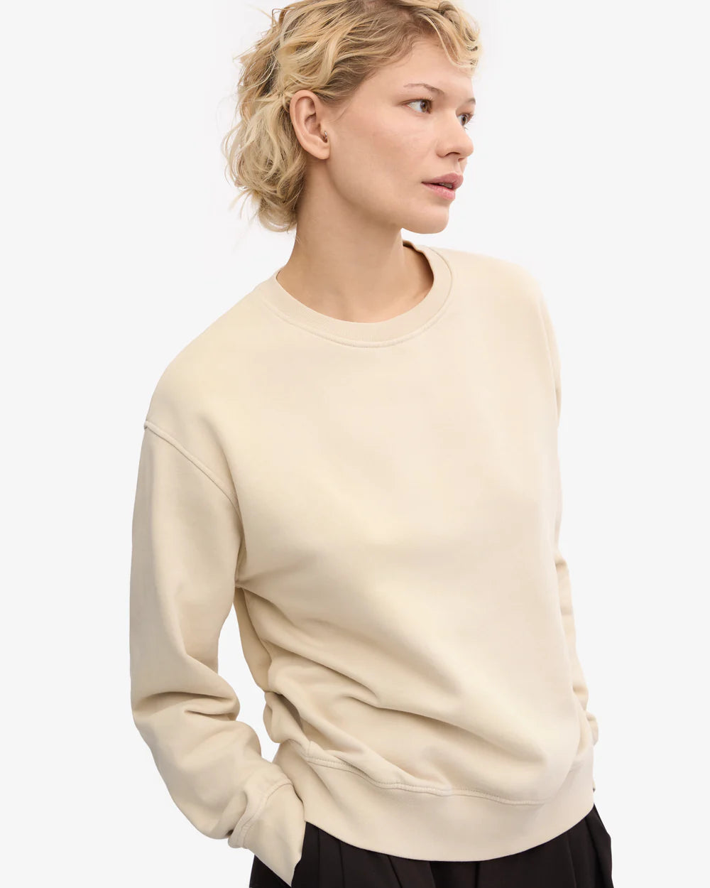 Sweatshirt col rond classique en coton bio - Ivory White (Women Classic Organic Crew)